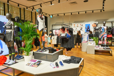 SINGAPORE - CIRCA APRIL, 2019: interior shot of Nike store in Jewel Changi Airport.