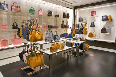 SINGAPORE - CIRCA APRIL, 2019: interior shot of Michael Kors store in Changi International Airport.のeditorial素材