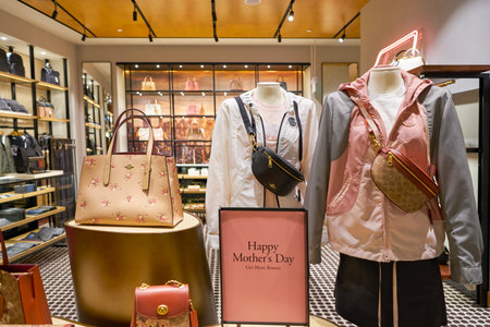 SINGAPORE - CIRCA APRIL, 2019: interior shot of Coach store in Jewel Changi Airport.