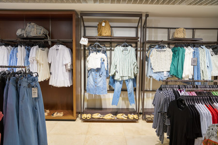 HONG KONG, CHINA - CIRCA APRIL, 2019: interior shot of Zara store in Hong Kong International Airport.のeditorial素材
