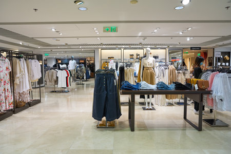 HONG KONG, CHINA - CIRCA APRIL, 2019: interior shot of Zara store in Hong Kong International Airport.のeditorial素材