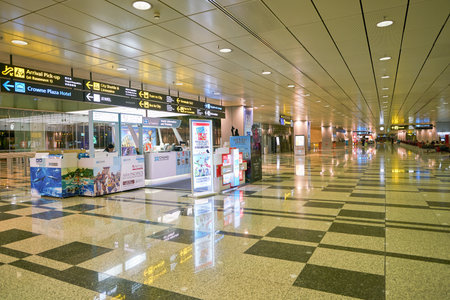 SINGAPORE - CIRCA APRIL, 2019: interior shot of Singapore Changi Airport.