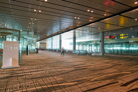 SINGAPORE - CIRCA APRIL, 2019: interior shot of Singapore Changi Airport.のeditorial素材