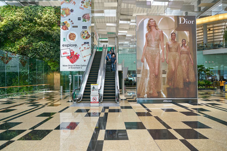 SINGAPORE - CIRCA APRIL, 2019: interior shot of Singapore Changi Airport.