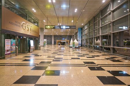 SINGAPORE - CIRCA APRIL, 2019: interior shot of Singapore Changi Airport.