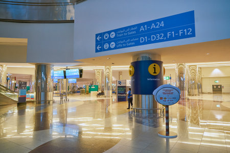 DUBAI, UAE - CIRCA JANUARY, 2019: interior shot of Dubai International Airport.