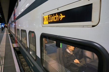 ZURICH, SWITZERLAND - CIRCA OCTOBER, 2018: close up shot of passenger car in a train in Zurich.
