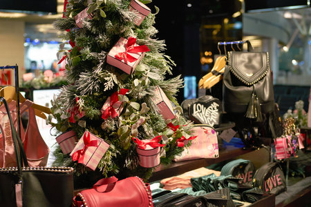 MOSCOW, RUSSIA - CIRCA DECEMBER, 2018: interior shot of Victoria's Secret store at Vnukovo International Airport in Moscow.のeditorial素材