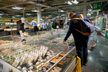 ZURICH, SWITZERLAND - CIRCA OCTOBER, 2018: interior shot of Coop grocery store in Zurich.のeditorial素材