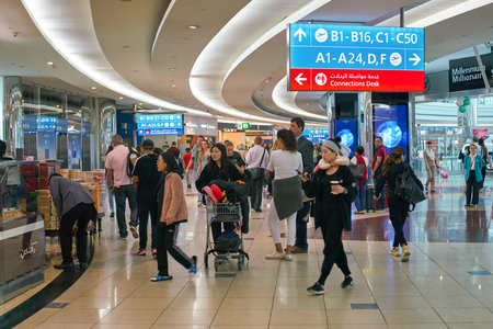 DUBAI, UAE - CIRCA JANUARY, 2019: interior shot of Dubai International Airport.のeditorial素材