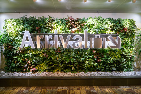 SINGAPORE - CIRCA APRIL, 2019: interior shot of Singapore Changi Airport.のeditorial素材