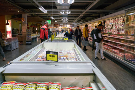 ZURICH, SWITZERLAND - CIRCA OCTOBER, 2018: interior shot of Coop grocery store in Zurich.のeditorial素材