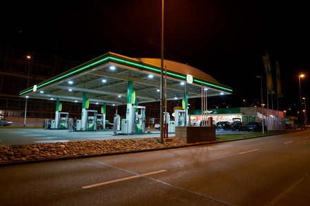 ZURICH, SWITZERLAND - CIRCA OCTOBER, 2018: a modern BP filling station in Zurich, Switzerland.のeditorial素材