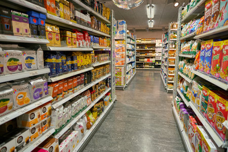 ZURICH, SWITZERLAND - CIRCA OCTOBER, 2018: interior shot of Coop grocery store in Zurich.のeditorial素材