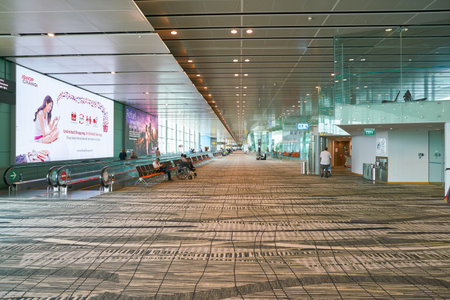 SINGAPORE - CIRCA APRIL, 2019: interior shot of Singapore Changi Airport.