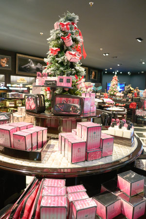 MOSCOW, RUSSIA - CIRCA DECEMBER, 2018: interior shot of Victoria's Secret store at Vnukovo International Airport in Moscow.のeditorial素材