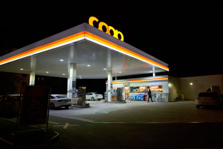 ZURICH, SWITZERLAND - CIRCA OCTOBER, 2018: a modern Coop gas station and convenience store in...