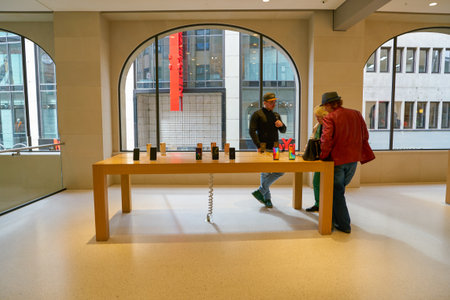 COLOGNE, GERMANY - CIRCA OCTOBER, 2018: interior shot of Apple store in Cologne.