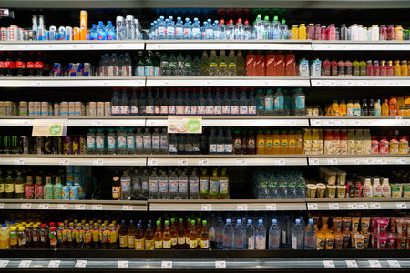 COLOGNE, GERMANY - CIRCA OCTOBER 2018: interior shot of REWE To Go. The REWE Group is a German diversified retail and tourism co-operative group based in Cologne, Germany.のeditorial素材