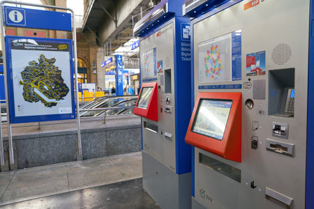 ZURICH, SWITZERLAND - CIRCA OCTOBER, 2018: self-service train ticket machines at Zurich...