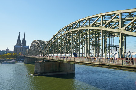 COLOGNE, GERMANY - CIRCA SEPTEMBER, 2019: the Hohenzollern Bridge in Cologne in the daytime.のeditorial素材