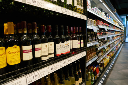 COLOGNE, GERMANY - CIRCA OCTOBER 2018: interior shot of REWE To Go. The REWE Group is a German diversified retail and tourism co-operative group based in Cologne, Germany.のeditorial素材