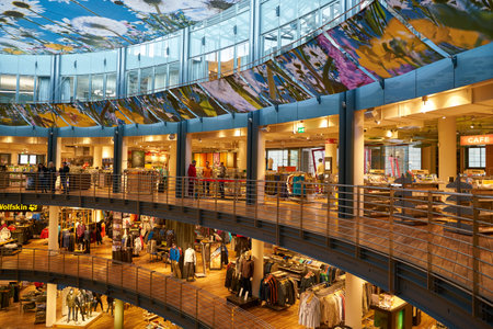 COLOGNE, GERMANY - CIRCA OCTOBER, 2018: interior shot of Globetrotter store in Cologne.のeditorial素材