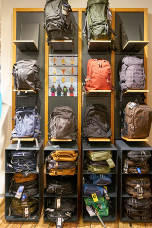 COLOGNE, GERMANY - CIRCA OCTOBER, 2018: interior shot of Globetrotter store in Cologne.のeditorial素材