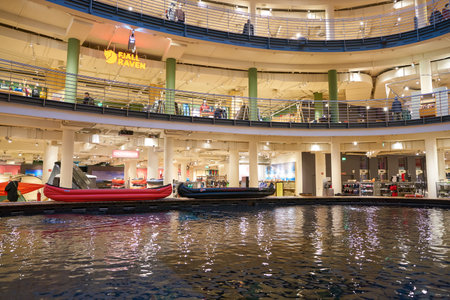 COLOGNE, GERMANY - CIRCA OCTOBER, 2018: interior shot of Globetrotter store in Cologne.のeditorial素材