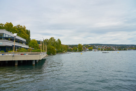 ZURICH, SWITZERLAND - CIRCA OCTOBER, 2018: view of Lake Zurich in the daytime.のeditorial素材