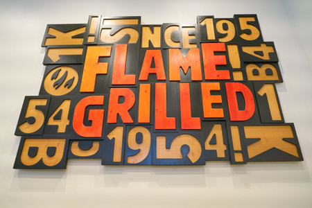 COLOGNE, GERMANY - CIRCA SEPTEMBER, 2018: close up shot of a wall at a Burger King in Cologne.