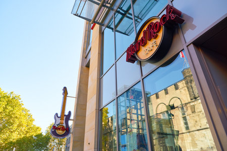 COLOGNE, GERMANY - CIRCA SEPTEMBER, 2018: Hard Rock Cafe sign on a building in Cologne. Hard Rock...