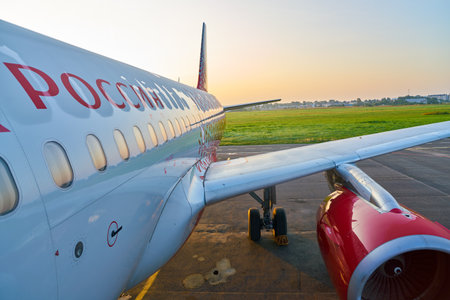 SYKTYVKAR, RUSSIA - CIRCA AUGUST, 2017: Rossiya Airlines aircraft on tarmac at Syktyvkar International Airport.のeditorial素材