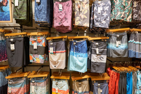 SINGAPORE - CIRCA APRIL, 2019: interior shot of Rip Curl store in Jewel Changi Airport.