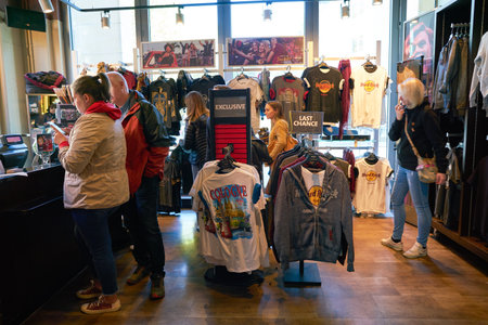 COLOGNE, GERMANY - CIRCA SEPTEMBER, 2018: interior shot of Hard Rock Cafe store in Cologne.のeditorial素材