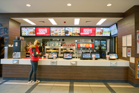 COLOGNE, GERMANY - CIRCA SEPTEMBER, 2018: interior shot of Burger King in Cologne.
