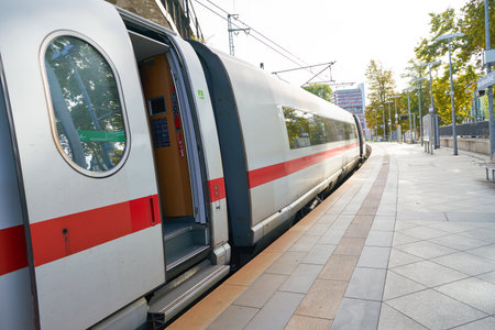 COLOGNE, GERMANY - CIRCA SEPTEMBER, 2018: a train on platform seen in Cologne, Germany.