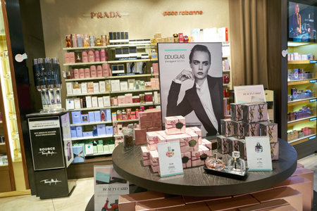 COLOGNE, GERMANY - CIRCA SEPTEMBER, 2018: interior shot of a Douglas cosmetics store in Cologne.のeditorial素材