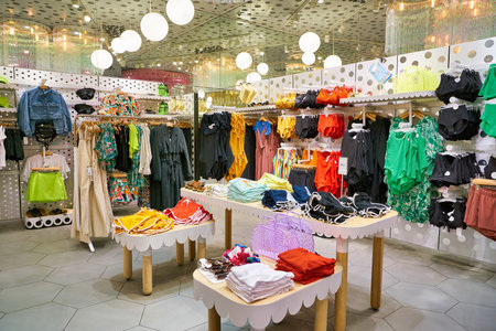 MOSCOW, RUSSIA - CIRCA MAY, 2019: interior shot of Monki store in Moscow.のeditorial素材