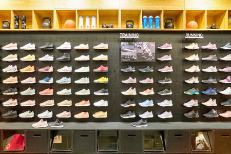 MOSCOW, RUSSIA - CIRCA MAY, 2019: interior shot of a Reebok store in Moscow.のeditorial素材