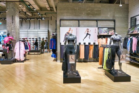 MOSCOW, RUSSIA - CIRCA MAY, 2019: interior shot of a Nike store in Moscow.