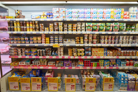 VIENNA, AUSTRIA - CIRCA MAY, 2019: interior shot of a BILLA supermarket in Vienna. BILLA is an Austrian supermarket chain.のeditorial素材