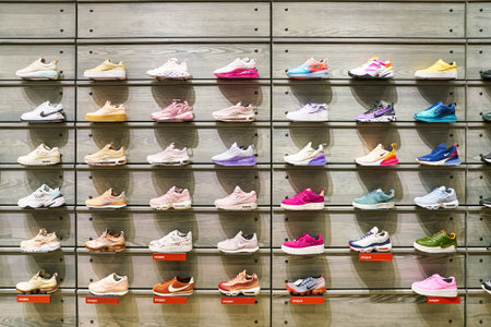 MOSCOW, RUSSIA - CIRCA MAY, 2019: interior shot of a Nike store in Moscow.のeditorial素材