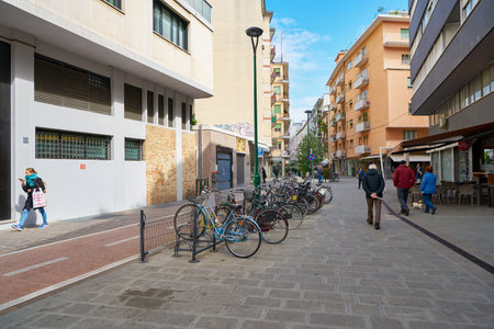 VENICE, ITALY - CIRCA MAY, 2019: a view of a street located in Venice in the daytime.のeditorial素材