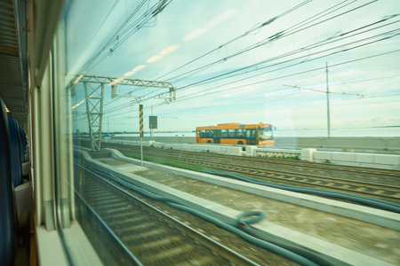 VENICE, ITALY - CIRCA MAY, 2019: view seen from a train in Veniceのeditorial素材