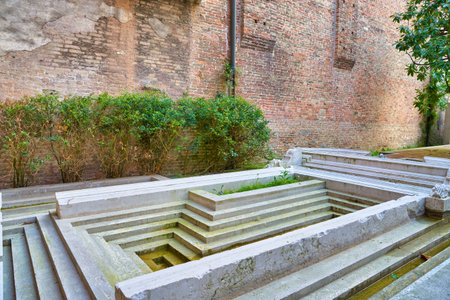 VENICE, ITALY - CIRCA MAY, 2019: a brick wall seen in Venice.のeditorial素材
