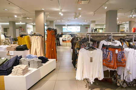 VENICE, ITALY - CIRCA MAY, 2019: interior shot of H&M at Coin department store.