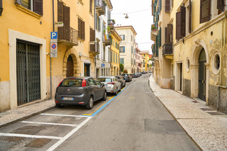 VERONA, ITALY - CIRCA MAY, 2019: a view of a street located in Verona in the daytime.のeditorial素材