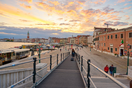 VENICE, ITALY - CIRCA MAY, 2019: urban landscape of Venice in the evening.のeditorial素材