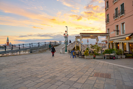 VENICE, ITALY - CIRCA MAY, 2019: view of a waterfront in Venice.のeditorial素材